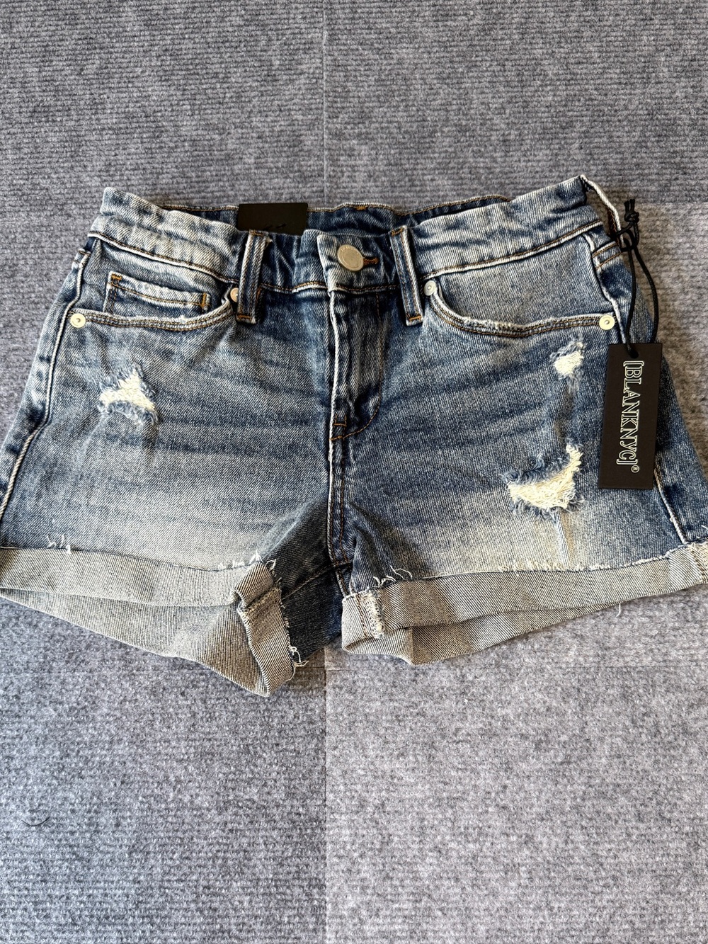 Blank NYC - The Fulton Distressed Denim Shorts. Size 24